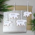 Set of Four Polar Bear Family Wooden Hanging Decorations